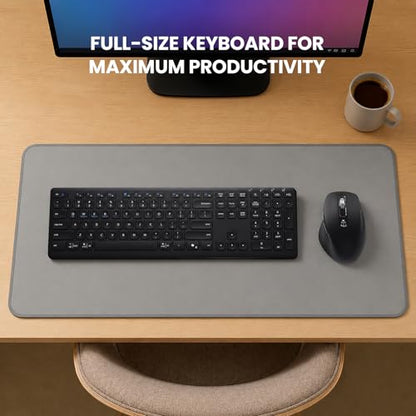 Wireless Bluetooth Keyboard, Full Size Multi-Device Keyboard for PC, Laptop | Connect Up to 3 Devices With Bluetooth or Usb and Enjoy Quiet, Comfortable Typing All Day.