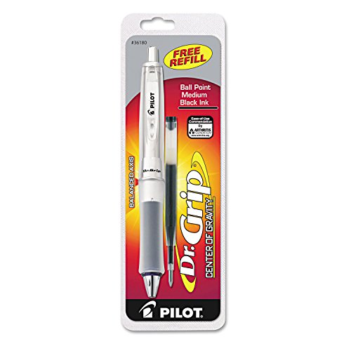 PILOT Dr. Grip Center of Gravity Refillable & Retractable Ballpoint Pen, Medium Point, Charcoal Grip, Black Ink, Single Pen (36180) - color: Charcoal Gray Grip, size: 1 Count (Pack of 1)