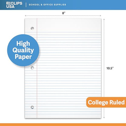 Loose Leaf Paper College Ruled Notebook Paper College Ruled Lined Paper Writing Paper Filler 10.5” x 8” 900 Sheets 150 Sheets Per Pack 60 gsm (6 Pack) - size: 6 Pack