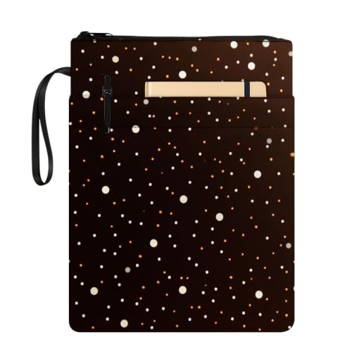 Padded Book Sleeve with Zipper & Front Pocket, Fabric Book Cover | Minimalist Black Starry Sky11.4"x8.7" Washable Canvas Pouch for Hardcovers, Tablets & Reading Accessories - color: Minimalist Black Starry Sky