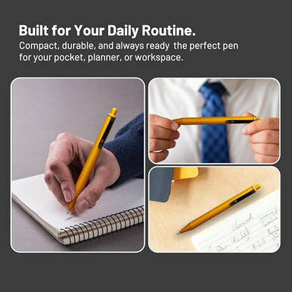 Everyman Amber Super Matte Mini Click Pen | Compact Refillable 0.7mm Gel Pen with Premium Grip | Pocket-Size Metal EDC Pen for Travel, Office, Journaling & Everyday Writing - color: Amber, style: Mini Click