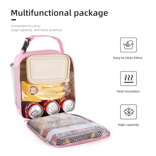 Lovoeo Lunch box Lunch bag for men women Insulated Lunchbox Lunch bags for Work Picnic Travel (Pink) - color: Pink