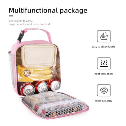 Lovoeo Lunch box Lunch bag for men women Insulated Lunchbox Lunch bags for Work Picnic Travel (Pink) - color: Pink