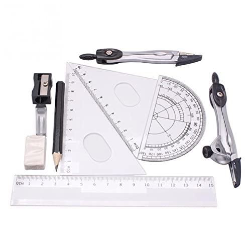 Drawing Compass Drafting Tools Metal Geometry Translator Drawing School Fence Set Math Ruler 10PCS Set for Students Math Ruler Kit