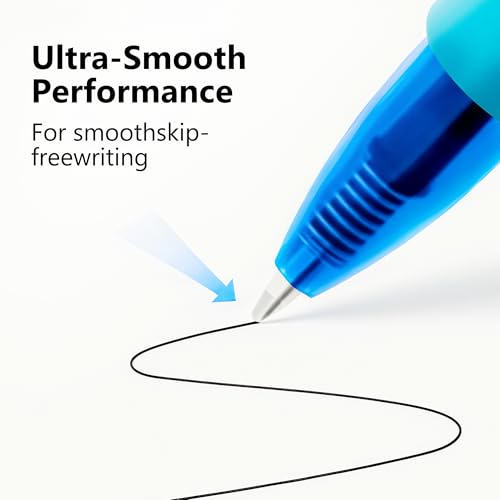 ejet 12 Pack 0.5mm Fine Line Blue Gel Pens – Retractable Gel Roller Pens for Smooth Writing | Ideal for School, Office & Home Use - color: 12 Pcs 0.5mm Blue Ink