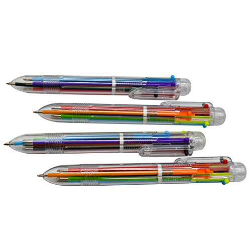 Maydahui 12 PCS Multicolor Ballpoint Pen 6-in-1 Retractable Ball Point Pens Transparent Barrel for Office School Students
