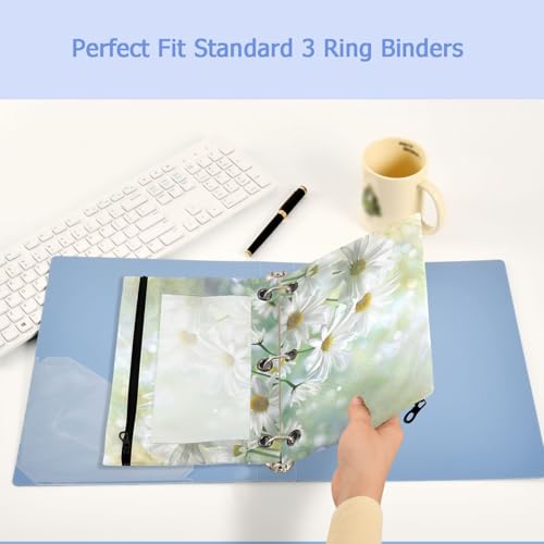Studying 2 Pack Beautiful Natural White Daisy Flowers 3 Ring Binder Pencil Pouch Bags,Clear Window Zipper Storage Case for Boys Girls School Office Supplies Cosmetics Organizers - color: Multi-daisy