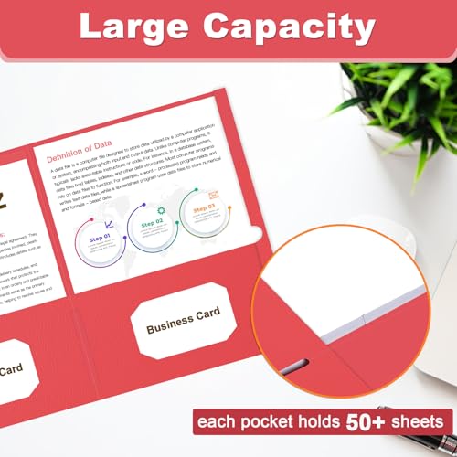 Folders with Pockets, LAYZZ 30 Pack Paper Pocket Folders, 2 Pocket Folders Fits Letter Size Paper, for School Office and Home (Red) - color: Red