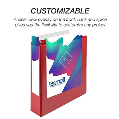 Samsill Durable 3 inch 3 Ring Binder, D Ring Binder, 100% Recycled Chipboard, Red - color: Red, size: 1 Pack, style: 3 Inch