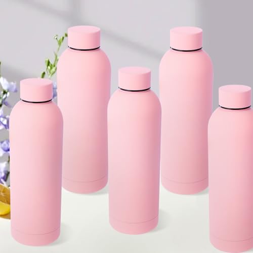 Bokon 10 Pcs Stainless Steel Water Bottle Bulk Teacher Employee Appreciation Gifts School Double Layer Vacuum 17 oz Small Mouth Sport Insulated Metal Reusable Flask Leakproof Lid - color: Baby Pink