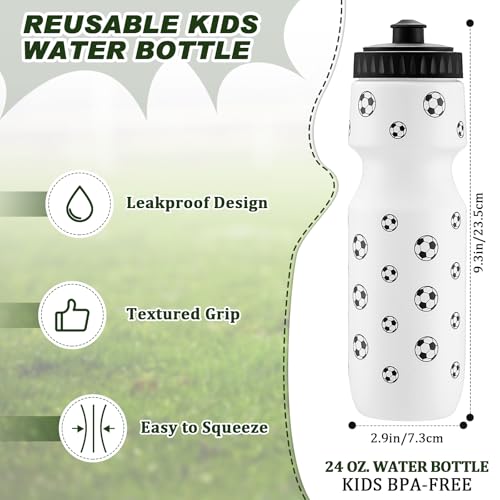 2 Pcs Soccer Water Bottle 24 oz Soccer Reusable Water Bottles with Drawstring Bag Gifts for Boys Players Sport Party Favors Cycling Traveling Outdoor Accessories