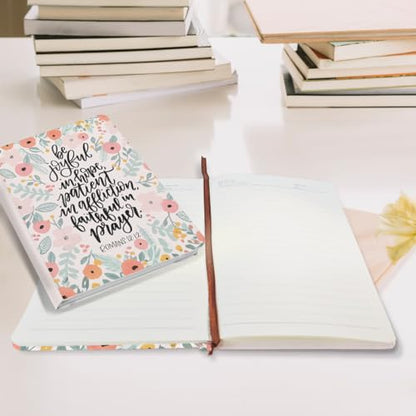 Cute flower Christian Hard Shell Journal Notebook, Bible Verse Gifts for Women, College Ruled Notebook, Inspirational Hardcover Notebooks, Journals for Writing Planner Note Taking 200 Sheets - color: Multi 1154