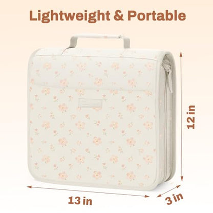 Zipper Binder with Handle, 1.5 Inch O-Ring, 325 Pages Capacity, with 5-Tab Expanding File Folder for Classified Storage, for Middle School Students, Pink Little Flower - color: Pink Little Flower