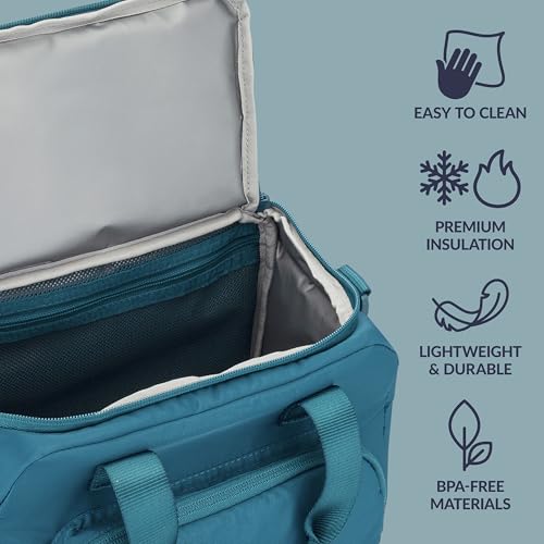 Bentgo Insulated Lunch Bag – Extra-Large Capacity Adult Lunch Bag with Shoulder Strap and External Storage Compartment, Durable, Lightweight, Ideal for Work, School, & Meals On the Go (Deep Teal) - color: Deep Teal