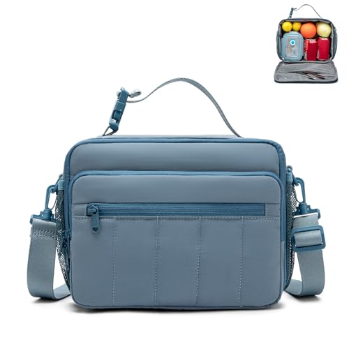 NOL Natural Organic Lifestyle Lunch Bag for Women, 8L Quilted Cooler Tote – Lightweight, Waterproof, Reusable Puffy Lunch Box for Work & Office, Dusty Blue - color: Dusty blue