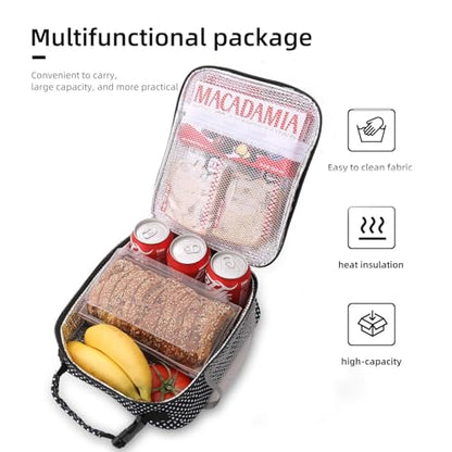 Lovoeo Lunch box Lunch bag for men women Insulated Lunchbox Lunch bags for Work Picnic Travel (Black polka dot) - color: Black polka dot