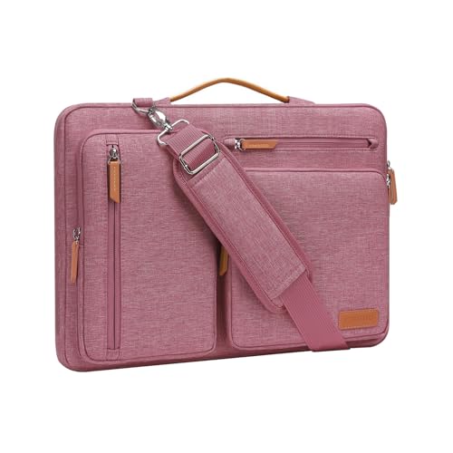 MOSISO 360 Protective Laptop Shoulder Bag,13-13.3 inch Computer Bag Compatible with MacBook Pro 14, HP, Dell, Lenovo, Asus Notebook,Side Open Messenger Bag with 4 Zipper Pockets&Handle, Dusty Rose - color: Dusty Rose, size: 13.3 inch