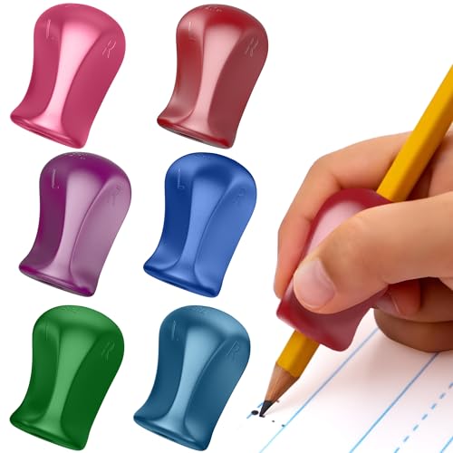 The Pencil Grip Metallic Grippers 6-Pack, Pencil Grips for Kids Handwriting, Ergonomic Pen Holder for Righties & Lefties, Writing Practice for Kids, Toddlers, Adults, Writing Tool with Finger Cushion - color: Metallic, size: 6 Count (Pack of 1)