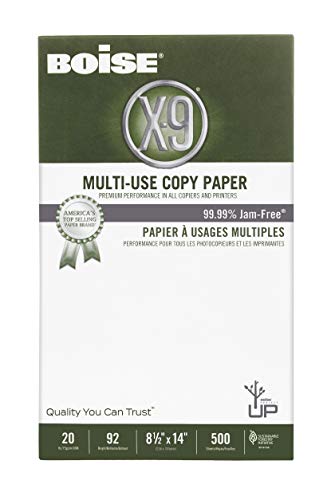Boise X-9 Multi-Use Printer & Copy Paper, 10 Reams, White, Legal (8.5in x 14in), 5000 Sheets Per Case, 20 Lb, 92 Brightness - size: 10 Reams (5000 Sheets), style: 8.5 x 14, 20 lb.