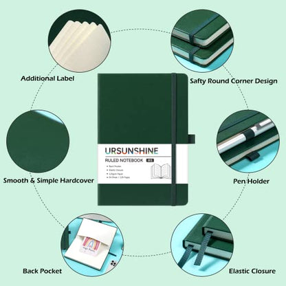 Ruled Notebook/Journal - Classic Lined Journal/Notebook, 5.3'' x 8.26'', Hardcover with Thick Paper, Banded + Pen Holder +Inner Pocket - Turquoise - color: Turquoise, size: Ruled