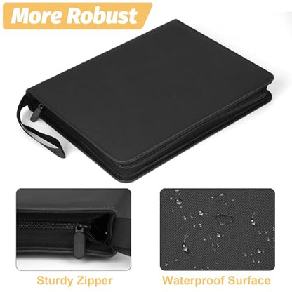 GERMUN 3 Ring 9 Pocket Zipper Card Binder, 720 Double Sided Standard PU Trading Card Album Folder for TCG & Sports Cards, Not Fit Top Loaders (Diamond Black) - color: 9 Pocket 720 Diamond Black