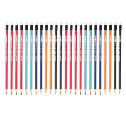 M&G Wooden Hexagonal Pencils, 2 Set HB Pencils Graphite Round Pencils with Eraser for Classroom Teacher Office Supplies, 5 Colors