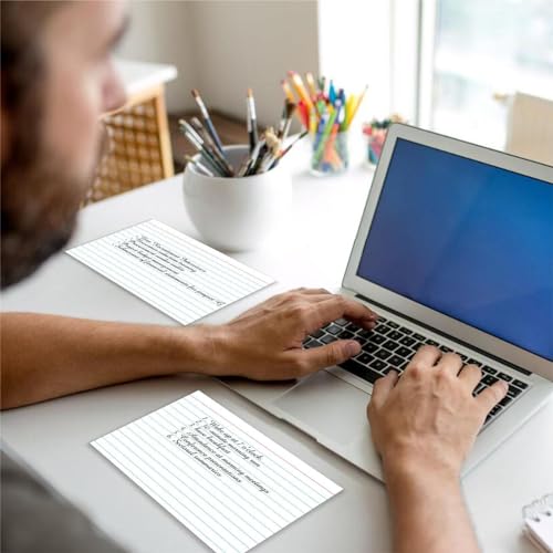 White Index Cards 5x8 Ruled, 50 Pcs File Note Cards, Lined Index Cards, Flash Cards, Study, Flashcards for Studying, Notecards for Studying, Note Taking and To Do List - size: 5 x 8-50PCS