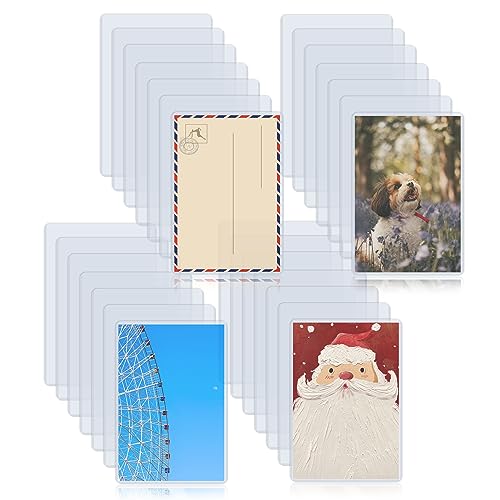 Rainmae 40 Pack 5" x 7" Rigid Print Protectors, Clear Waterproof Hard Plastic Page Sheet Protectors, B6 Paper Sleeves Photo Plastic Sleeves Document Holder Birth Certificate Protector - color: 5x7in (40 Pcs)