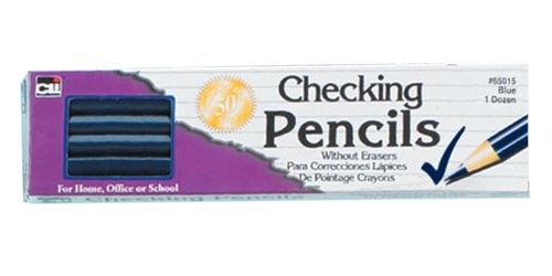 Charles Leonard Checking Pencil, Blue Colored Lead with Eraser, 12/box (65015) - color: Blue, size: 12 Count (Pack of 1)