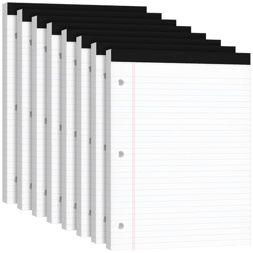 Legal Pads 8.5x11, 50 Sheets/Packs,8 Pack,3-Hole Punch & Perforated Writing Pads, Wide Ruled White Lined Paper, Notebook 8.5x11.75, Notepads 8.5x11 for Business, School and Office Supplies - style: 8 Pack-3Hole