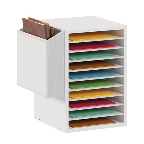 Unionly Office Mail Sorter, Wooden Paper Organizer with Storage Bag, 10 Tier Adjustable Classroom Mailbox, Removable Classroom Organization, Teacher Desk Organization for Office, Study, White - color: White, size: Standard 10 Slots