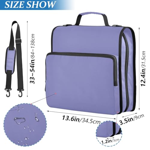 1.5 Inch 3 Rings Office Binder Organizer with Handle and Removable Shoulder Strap Multi-Pocket Portfolio Binder for Middle School Dark Purple - color: Dark Purple
