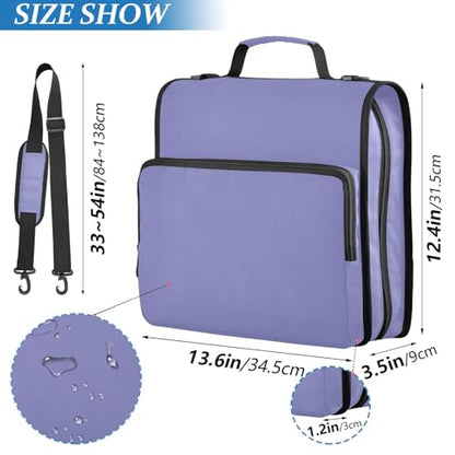 1.5 Inch 3 Rings Office Binder Organizer with Handle and Removable Shoulder Strap Multi-Pocket Portfolio Binder for Middle School Dark Purple - color: Dark Purple