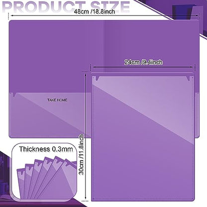 Henoyso 24 Pcs Folders with Pocket School to Home Folder Heavy Duty 2 Pocket Homework Folders with Clear Front Pockets for School Students Parent Teacher Communication (Purple) - color: Purple