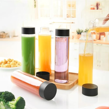 zmybcpack 12 Pack 13.6 OZ (400 ml) Clear PET Plastic Juice Bottles With Black Lids Smoothie Ideal For Milk and Other Beverage - size: 13.6 OZ 12 pack (black lids)