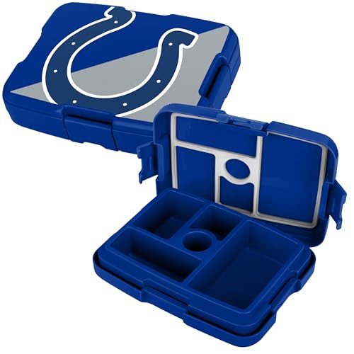 FOCO NFL Unisex-Adult Officially Licensed 2-Tone Big Logo Team Color Football Leak Proof 5 Compartment Bento Lunch Box - Indianapolis Colts - color: Indianapolis Colts