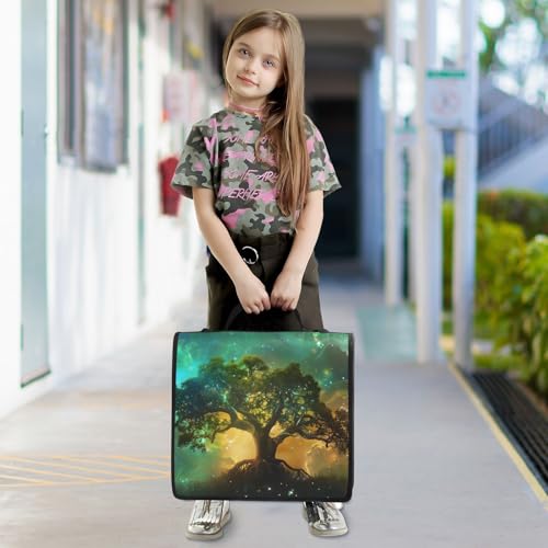 Life Tree Galaxy Zipper Binder Bag 3 Ring Binder with Shoulder Strap Zip Up 500 Sheets Capacity Multi Pockets for School Office Supplies