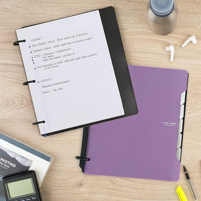 Five Star Flex Refillable Notebook + Study App,College Ruled Paper and 1 Inch TechLock Ring Binder with Pockets,Tabs and Dividers,200 Sheet Capacity,Amethyst Purple (29328AB6),(Pack of 6) - color: Purple, size: 1 Count (Pack of 6)