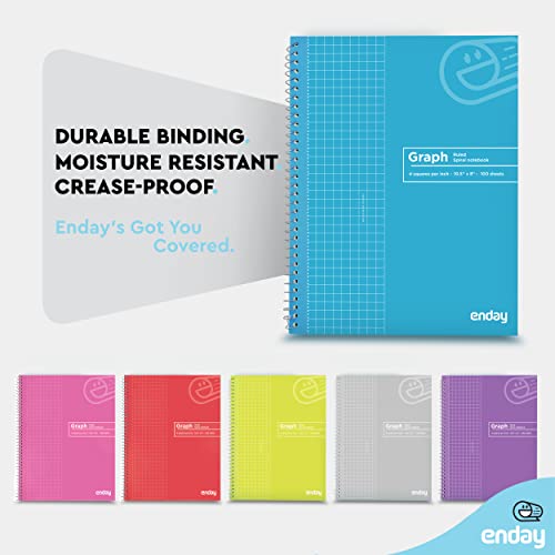 Emraw Quad Ruled Notebook Spiral with White Paper - Set Includes: Blue, Black, Yellow, & Green Covers (12 Pack) - size: 12 Pack
