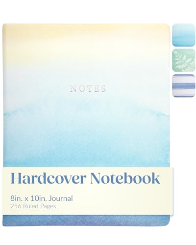 WORLD TRAVELER Large Lined Journal Notebook 256 Ruled White & Ivory Pages | Lay-Flat Binding, Gilded Page Edges Resist Wear, Reinforced Square Corners, Bleed-Resistant Smooth Paper - color: Abstract Ombre