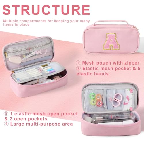 YOOLIFE Pencil Case for Girls Kids, Pink Pencil Pouch Box Cute Pen Case Bag, Birthday Gifts for 3 4 5 6 7 8 9 10 11 12 13 Year Old Girl Kid Personalized Gift for Daughter Sister, A (Pink) - color: Pink, style: A