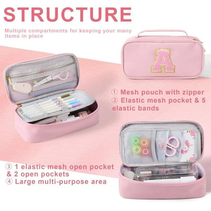 YOOLIFE Pencil Case for Girls, Cute Pencil Pouch Pen Case, Large Capacity Aesthetic School Supplies for Teen Girls, T (Pink) - color: Pink, style: T