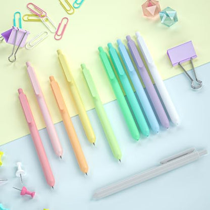 Shuttle Art Retractable Pastel Gel Ink Pens, 11 Pack Black Ink Pens, Cute Pens 0.5mm Fine Point for Writing Journaling Taking Notes School Office Home - color: 11 Black Ink