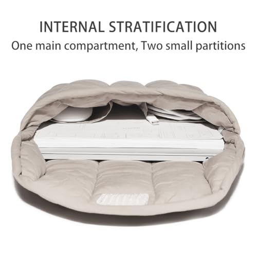 Puffy Laptop Sleeve 11-12 Inch, Soft Laptop Case, Grey Set | Compatible with 11-12 Inch Macbook Pro/Air, Asus/Dell/Lenovo Laptops, Protective Carrying Bag with Cable Storage Pouch - color: Grey Set, size: 11/12