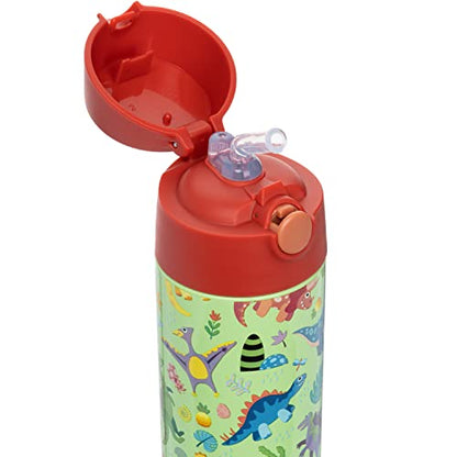 Snug Insulated Kids Water Bottle with Straw & Spout – Double-Wall Stainless Steel, Leakproof, Easy-Flip Lid – For School, Travel, Toddlers & Big Kids - Dinosaurs, 17oz - color: Dinosaurs, size: 16.9 Ounces