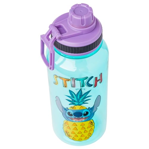 Silver Buffalo Disney Lilo and Stitch Pineapple, Plastic Water Bottle, 32oz | Twist Spout, Includes Sticker Set, You Stick Yourself, 0.95 Liters - color: Lilo and Stitch Pineapple
