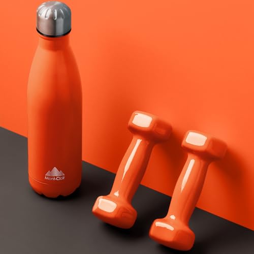 Mont-Clair Stainless Steel Water Bottle, Vacuum insulated - BPA Free, 12h Hot & 24h Cold Drinks, Metal Water Bottle 17 oz Leakproof, Ideal for Adult, Kids, Running - Orange - color: Orange, style: 17 Ounces