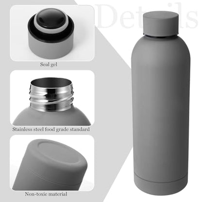 Bokon 10 Pcs Stainless Steel Water Bottle Bulk Teacher Employee Appreciation Gifts School Double Layer Vacuum 17 oz Small Mouth Sport Insulated Metal Reusable Flask Leakproof Lid - color: Dark Gray