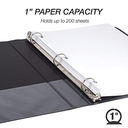Samsill 8 Pack Durable 1 Inch 3 Ring Binders, Round Ring, Clear View Cover for Presentations, Black - color: Black, size: 1-Inch