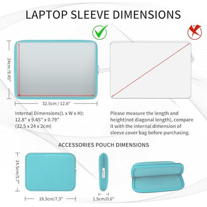 RAINYEAR Laptop Sleeve Case Compatible with 13.3 Inch Notebook Computer Chromebook 14" MacBook Pro/Max M1 M2 M3 M4 M5 Soft Bag Protective Cover with Accessories Pouch (Blue, Upgraded Version) - color: Blue(upgraded Version), size: 13"-13.3"